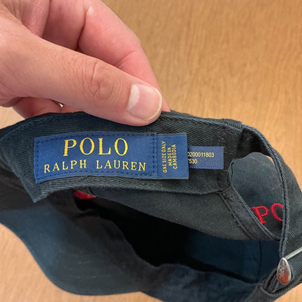 Y2K Polo Ralph Lauren Baseball Cap Mens OS Black Red Pony Logo Urban Hat Preppy - Picture 7 of 8